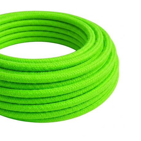 Round neon silk-effect fabric cable – Green