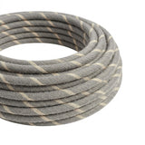 Round striped cotton and linen fabric cable – Egg custard