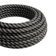 Striped silk-effect fabric cable – Graphite & charcoal black