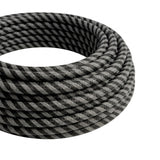 Striped silk-effect fabric cable – Graphite & charcoal black