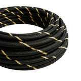 Round striped silk-effect fabric cable – Black & gold
