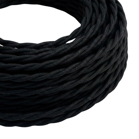 Twisted cotton fabric cable – Charcoal black