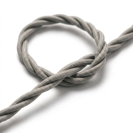 Twisted silk-effect fabric cable – Silver