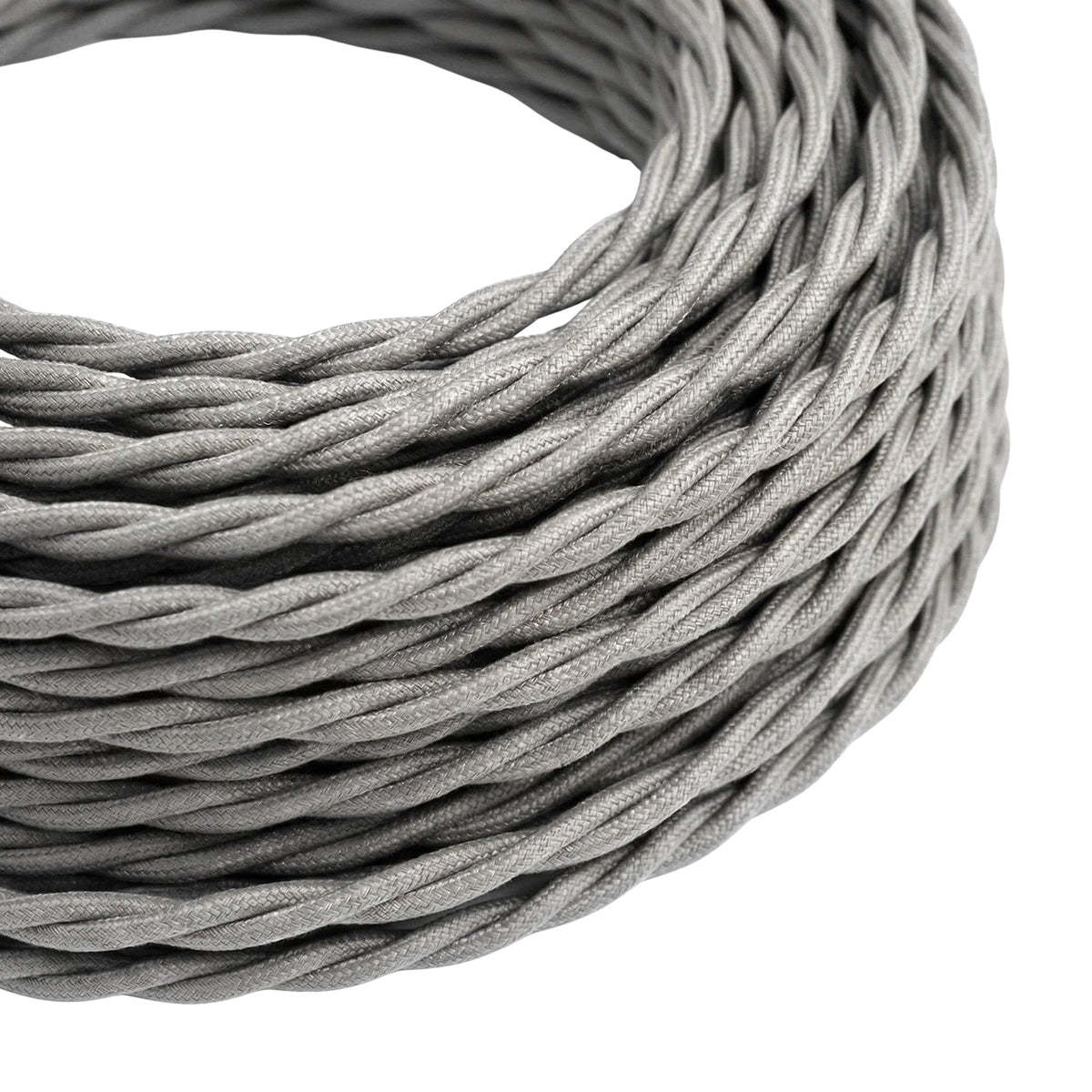 Twisted silk-effect fabric cable – Silver