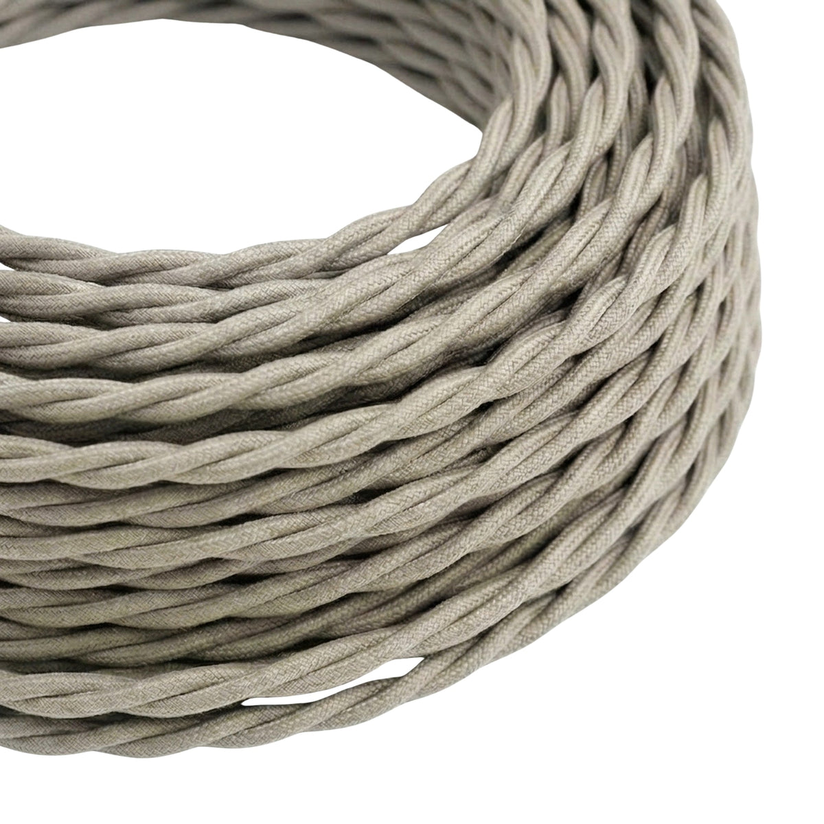Twisted silk-effect fabric cable – Pearl white