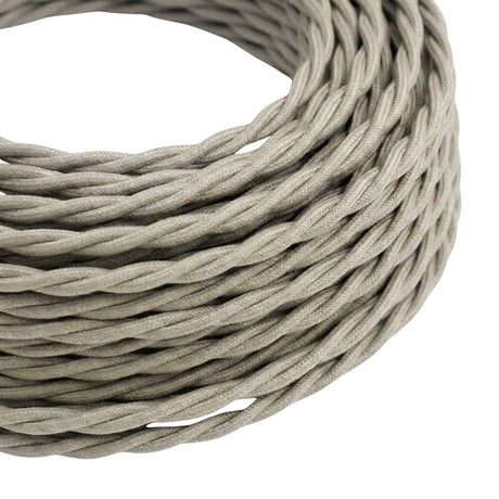 Twisted silk-effect fabric cable – Pearl white