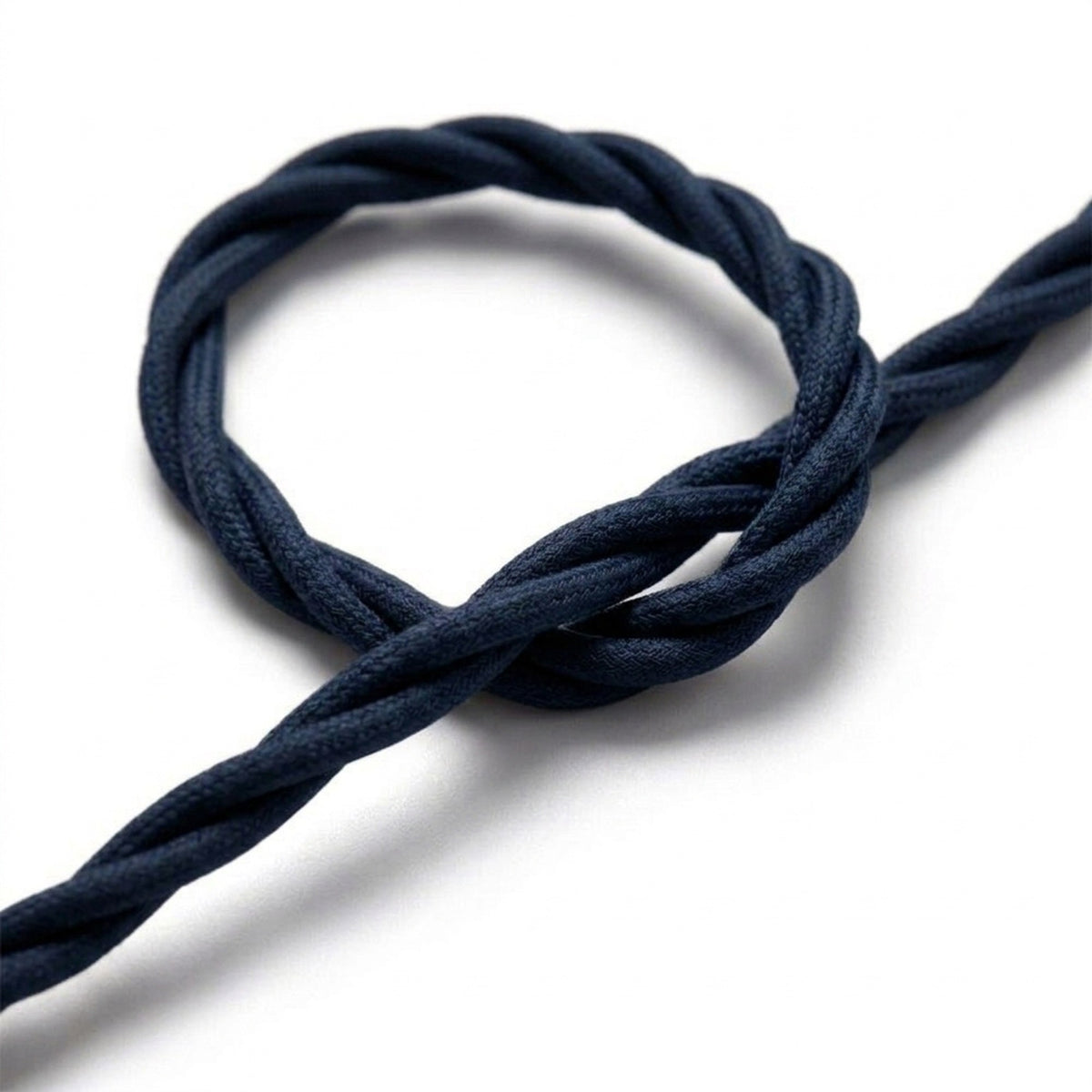 Twisted silk-effect fabric cable – Deep blue