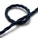 Twisted silk-effect fabric cable – Deep blue