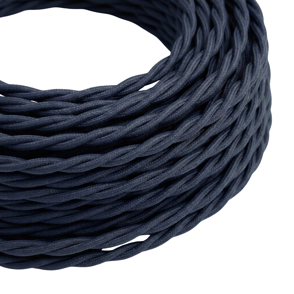 Twisted silk-effect fabric cable – Deep blue