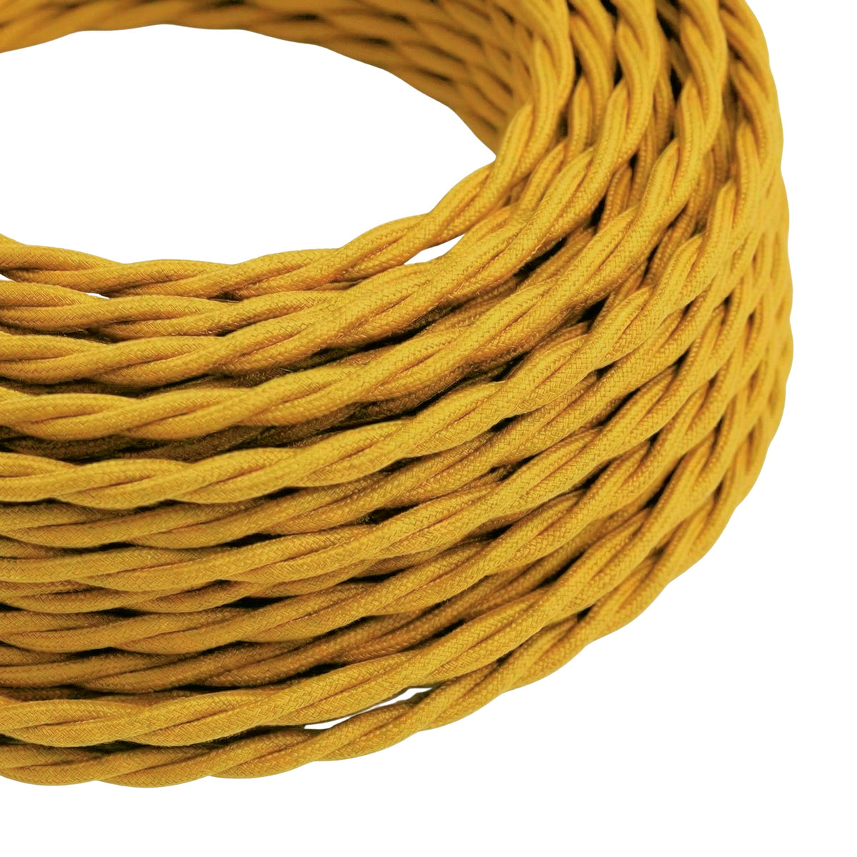 Twisted silk-effect fabric cable – Mustard yellow