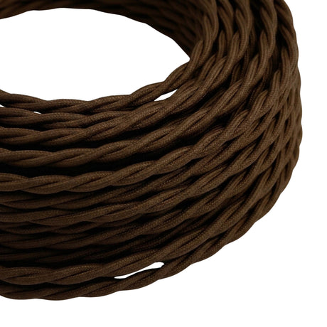 Twisted silk-effect fabric cable – Espresso brown