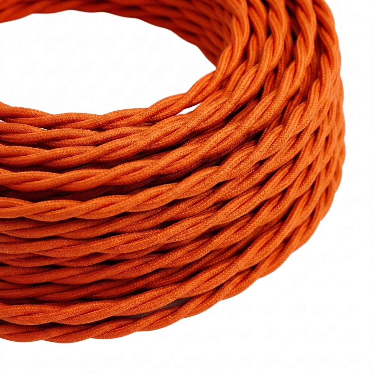 Twisted silk-effect fabric cable – Flame orange