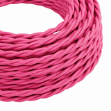 Twisted textile electric cable, fuchsia pink silk effect — view 1