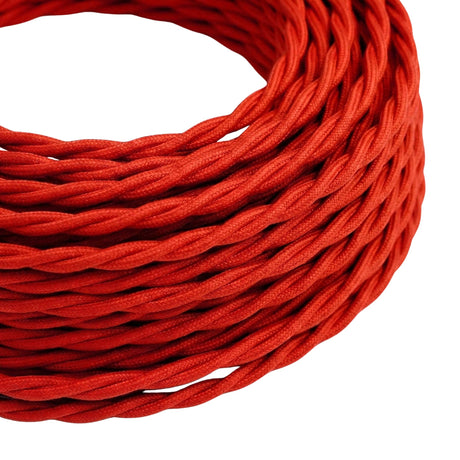 Twisted silk-effect fabric cable – Fire red