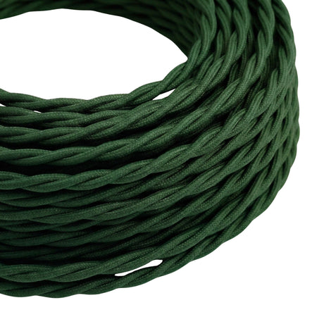 Twisted silk-effect fabric cable – Forest green