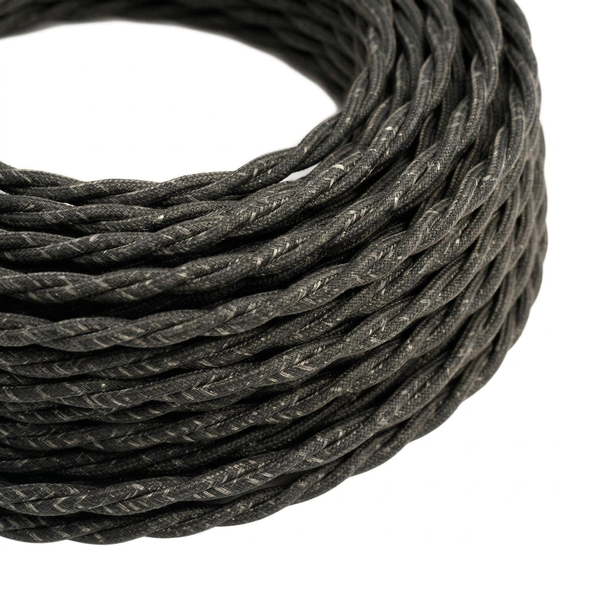Twisted natural linen fabric cable – Anthracite grey