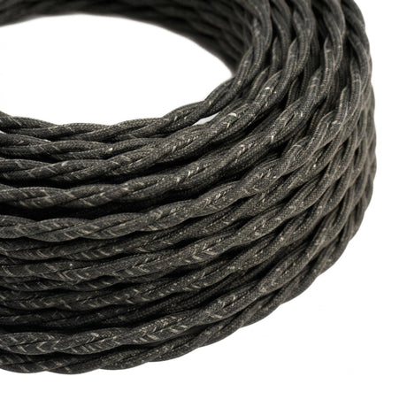 Twisted natural linen fabric cable – Anthracite grey