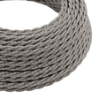 Twisted textile electric cable, natural grey linen — view 1