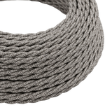 Twisted textile electric cable, natural grey linen — view 1
