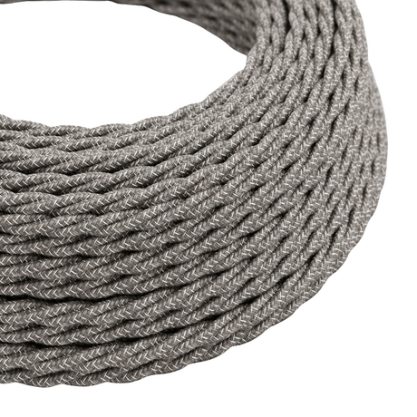 Twisted textile electric cable, natural grey linen — view 1