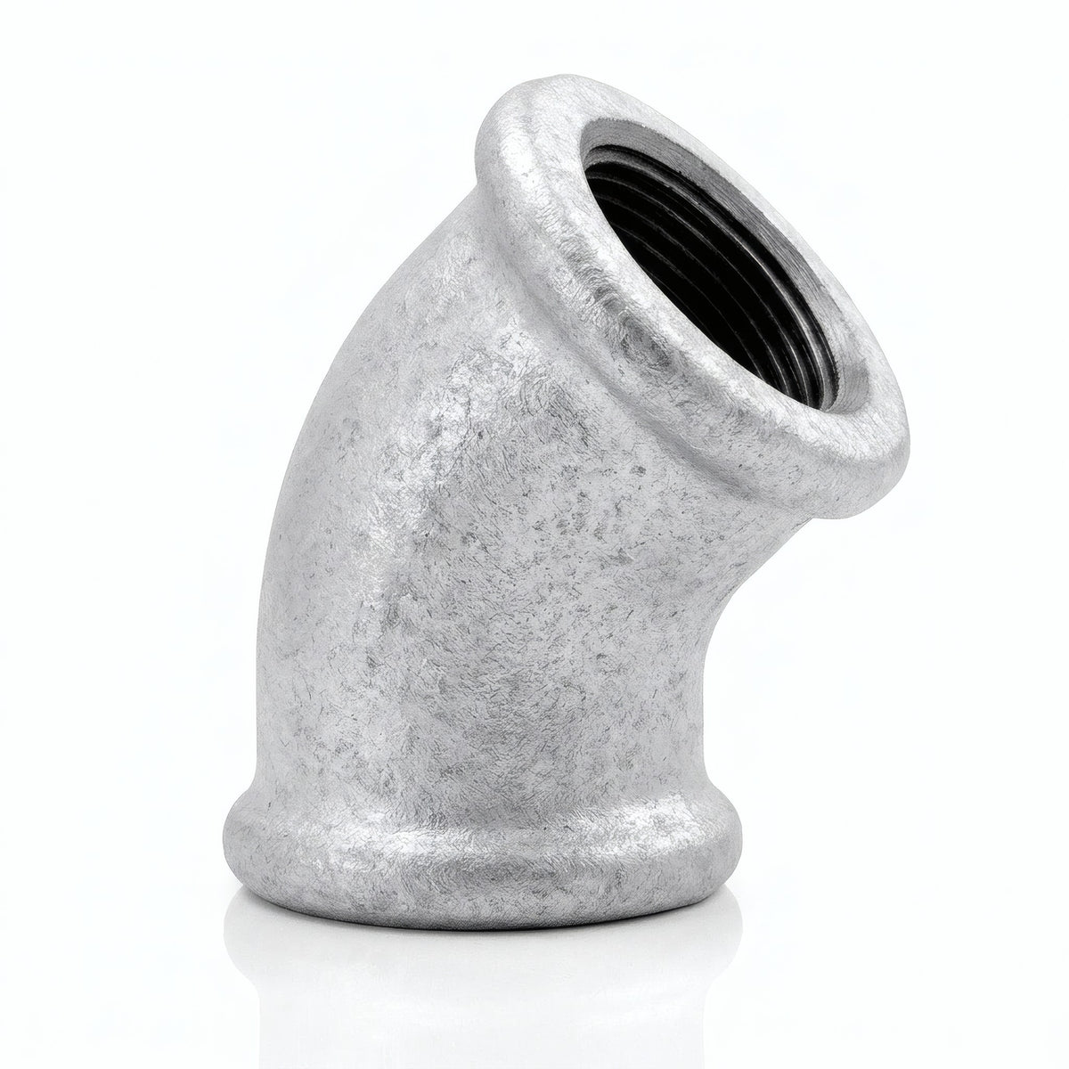 45° elbow F/F in galvanised cast iron - product photo on white background 19