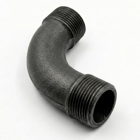Large radius 90° elbow M/M black cast iron — front view