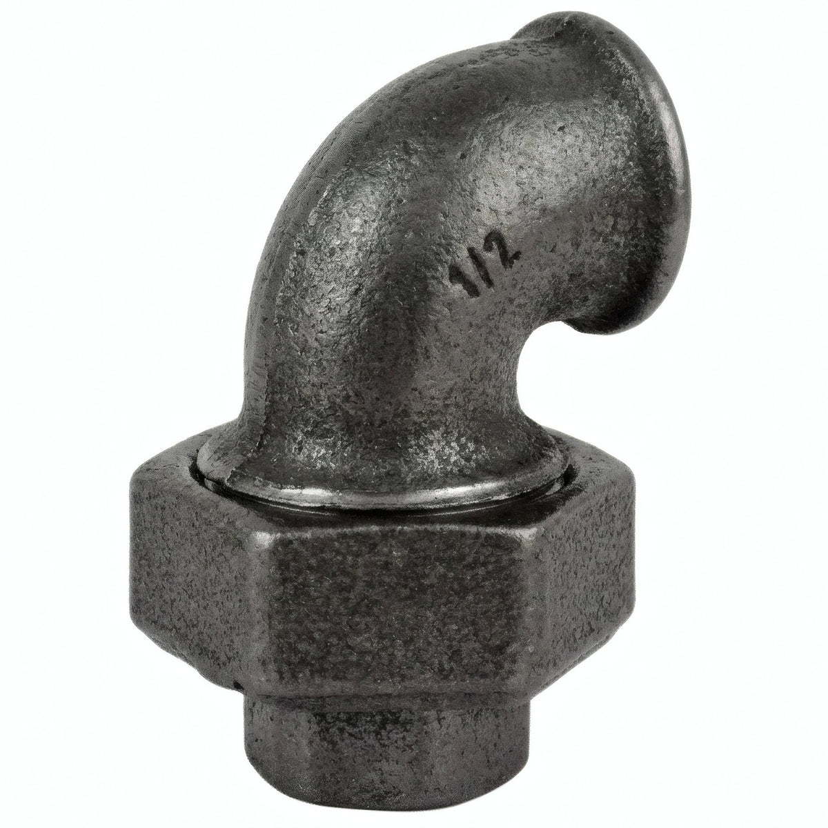 Union elbow F/F in black cast iron - product photo on white background 1
