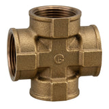 Croix égale femelle 4 sorties en laiton CW617N BSP - vue de face