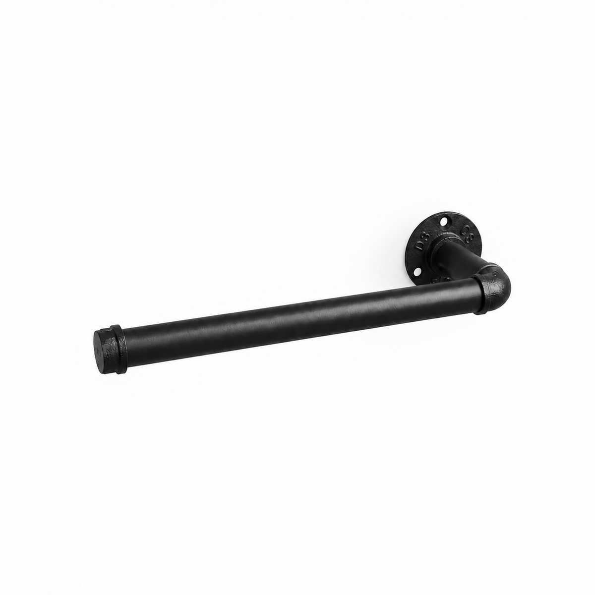 Illustration of the assembled black kitchen roll holder without a roll on a white background — 1