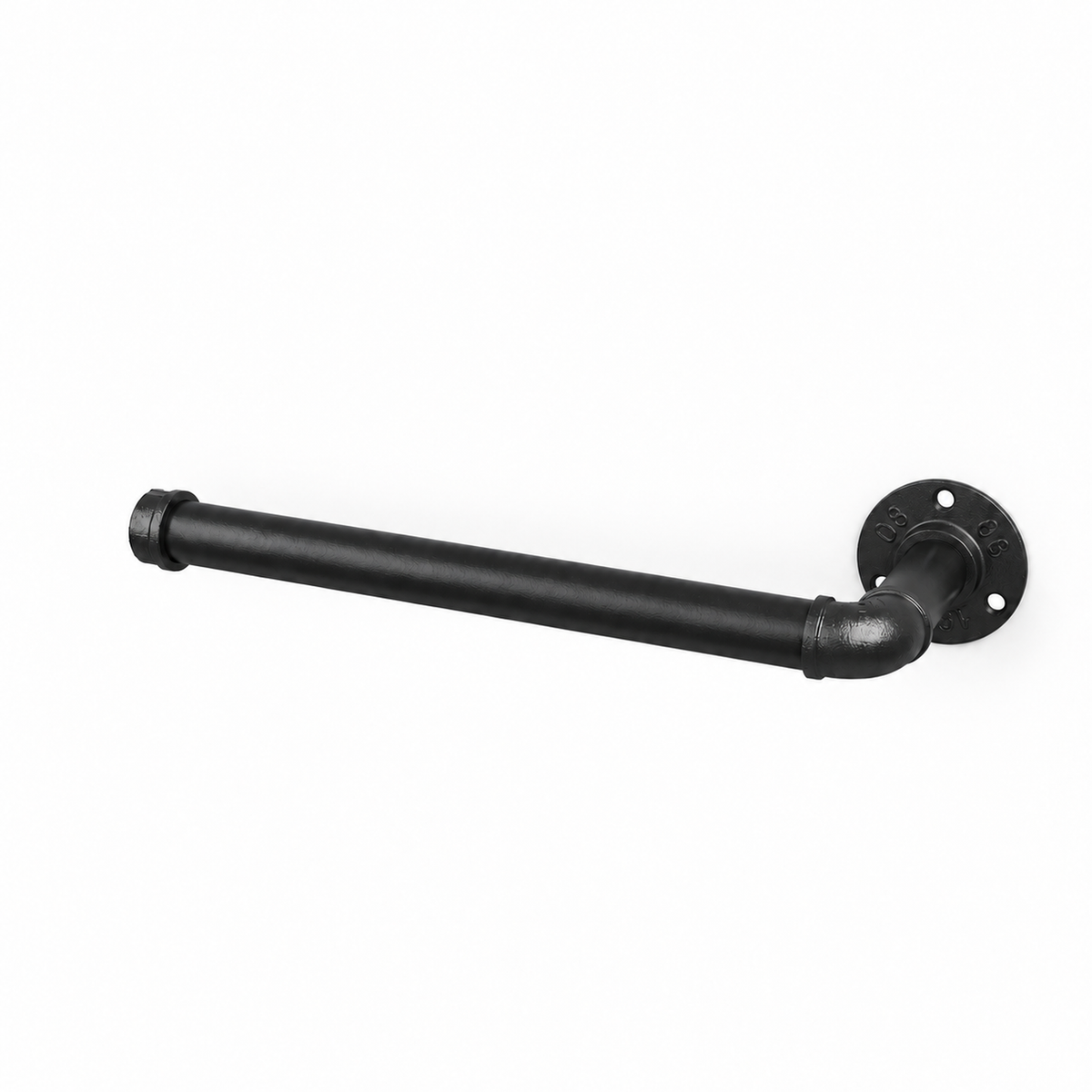 Illustration of the assembled black kitchen roll holder without a roll on a white background — 2
