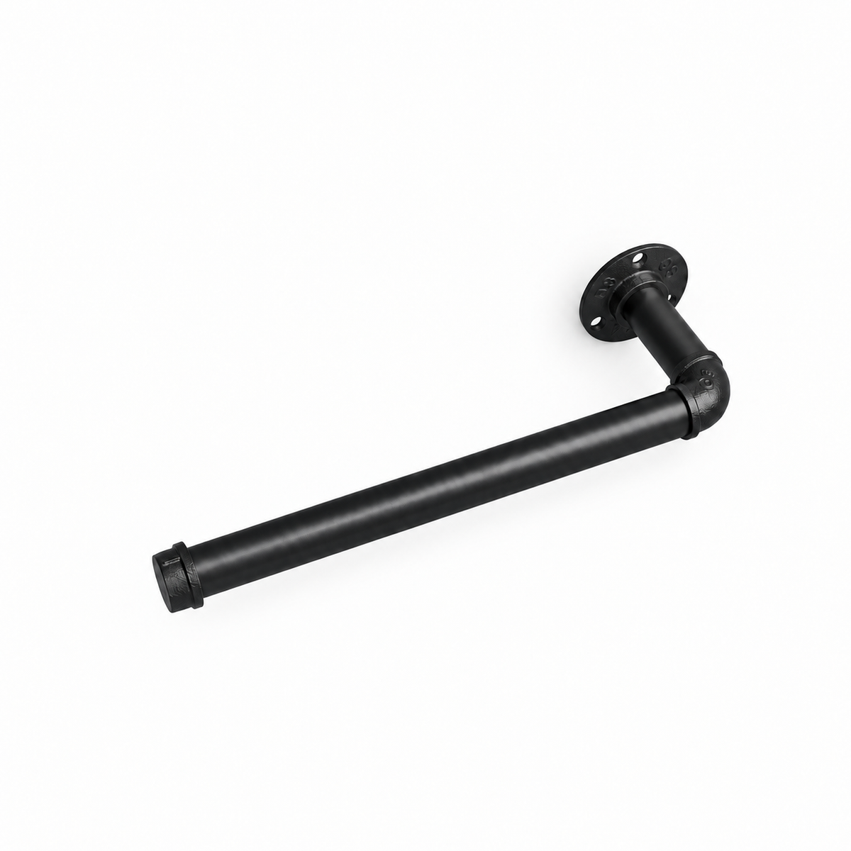 Illustration of the assembled black kitchen roll holder without a roll on a white background — 4