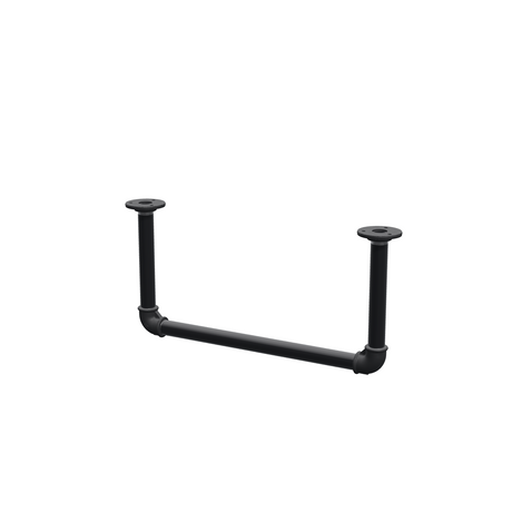 Ceiling-hung clothes rail in matte black painted steel pipe, Ø 27 mm — width 46 cm, ceiling drop 22 cm, three-quarter view on a white background