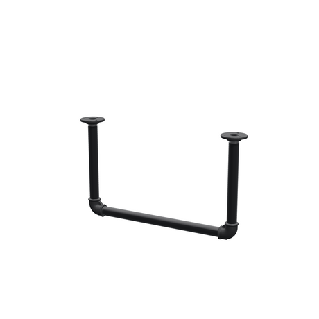 Ceiling-hung clothes rail in matte black painted steel pipe, Ø 27 mm — width 46 cm, ceiling drop 27 cm, three-quarter view on a white background