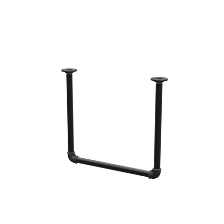 Ceiling-hung clothes rail in matte black painted steel pipe, Ø 27 mm — width 46 cm, ceiling drop 42 cm, three-quarter view on a white background
