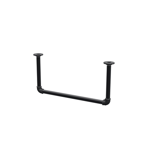 Ceiling-hung clothes rail in matte black painted steel pipe, Ø 27 mm — width 56 cm, ceiling drop 27 cm, three-quarter view on a white background