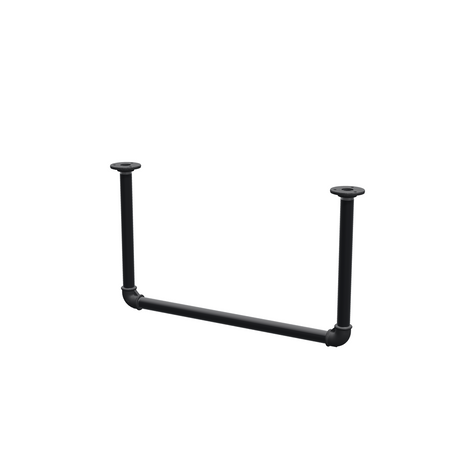 Ceiling-hung clothes rail in matte black painted steel pipe, Ø 27 mm — width 56 cm, ceiling drop 32 cm, three-quarter view on a white background