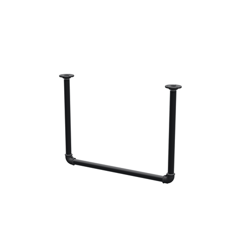 Ceiling-hung clothes rail in matte black painted steel pipe, Ø 27 mm — width 56 cm, ceiling drop 42 cm, three-quarter view on a white background