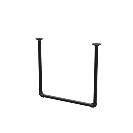 Ceiling-hung clothes rail in matte black painted steel pipe, Ø 27 mm — width 56 cm, ceiling drop 52 cm, three-quarter view on a white background