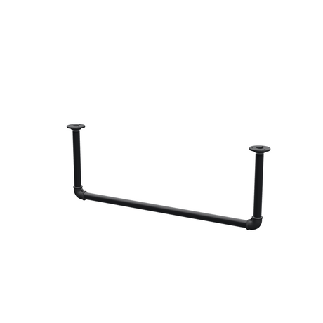 Ceiling-hung clothes rail in matte black painted steel pipe, Ø 27 mm — width 76 cm, ceiling drop 27 cm, three-quarter view on a white background