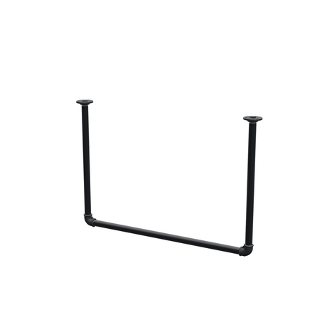 Ceiling-hung clothes rail in matte black painted steel pipe, Ø 27 mm — width 76 cm, ceiling drop 52 cm, three-quarter view on a white background