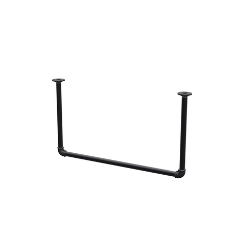 Ceiling-hung clothes rail in matte black painted steel pipe, Ø 27 mm — three-quarter view on a white background
