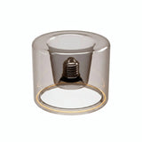 E27 LED donut bulb in smoked glass, Ø 120 mm, slightly high-angle view, white background