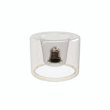 E27 LED donut bulb in clear glass, Ø 120 mm, switched off, recessed E27 base visible, white background