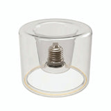 E27 LED donut bulb in clear glass, Ø 120 mm, slightly high-angle view, white background