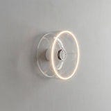 E27 LED donut bulb in clear glass, Ø 195 mm, lit as a wall light in a pared-back interior