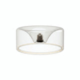 E27 LED donut bulb in clear glass, Ø 195 mm, switched off, recessed E27 base visible, white background