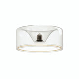 E27 LED donut bulb in clear glass, Ø 195 mm, three-quarter view, white background
