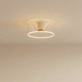 E27 LED donut bulb in clear glass, Ø 195 mm, on the ceiling, soft warm light