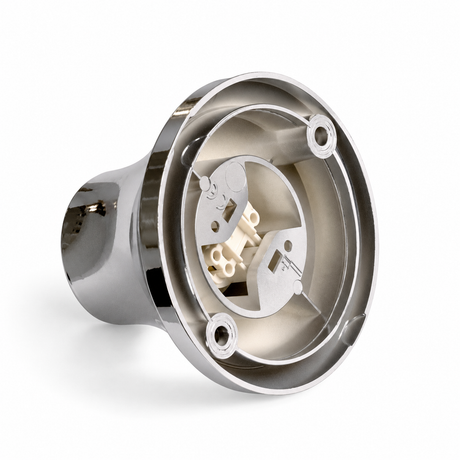 Metallic-finish E27 socket for wall or ceiling — chrome finish — view 2