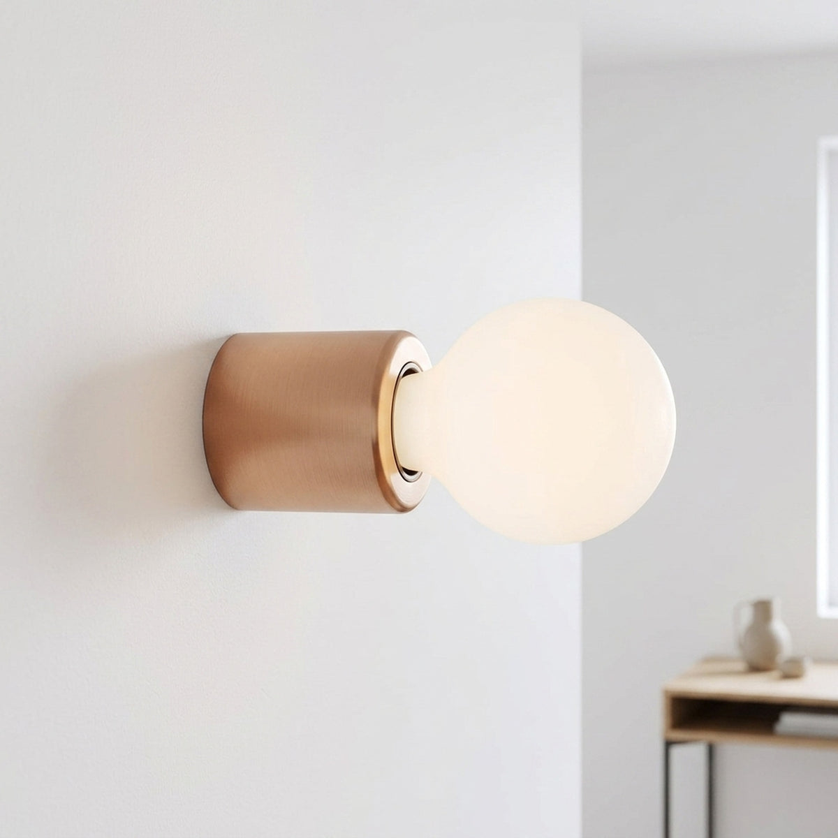 E27 wall or ceiling socket in metal — Satin copper